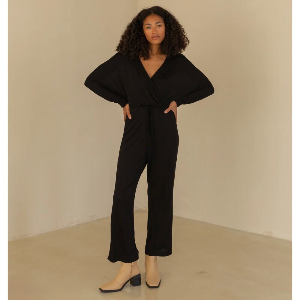 Gracemade Women's Dwell Black Super Soft Modal Jumpsuit Made in USA Size M $155